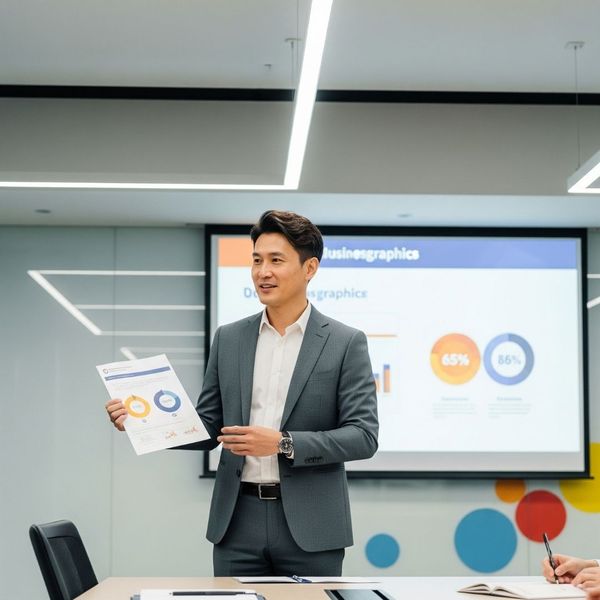 A person confidently presenting a document in a meeting.