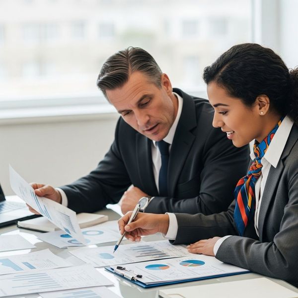 A person confidently presenting a document in a meeting.