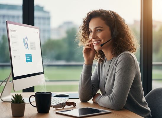 Smiling Customer Service Representative with Headset