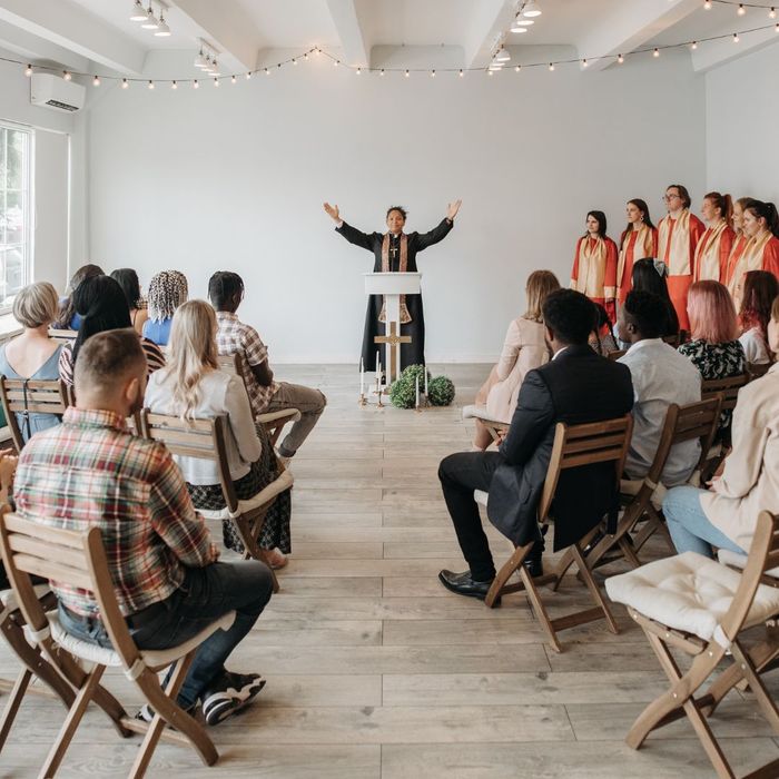 A pastor giving a Christmas service