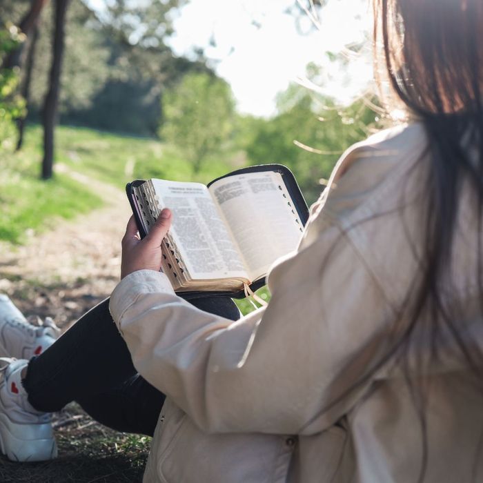 reading the bible outside 