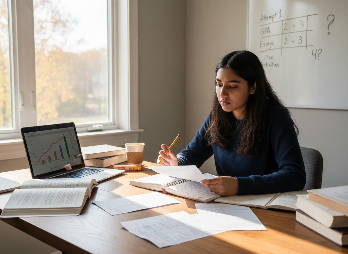 Young Woman Studying at Desk with Laptop