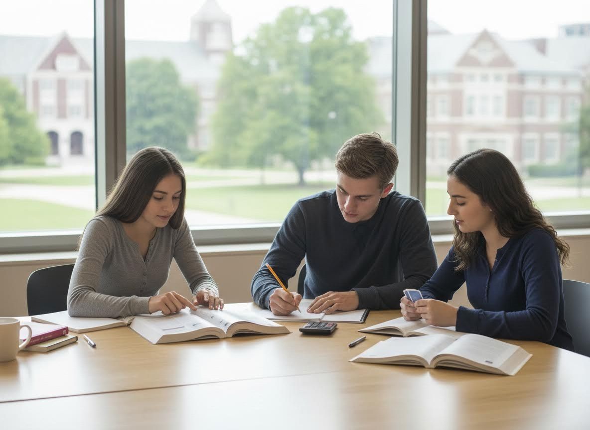 College students studying together