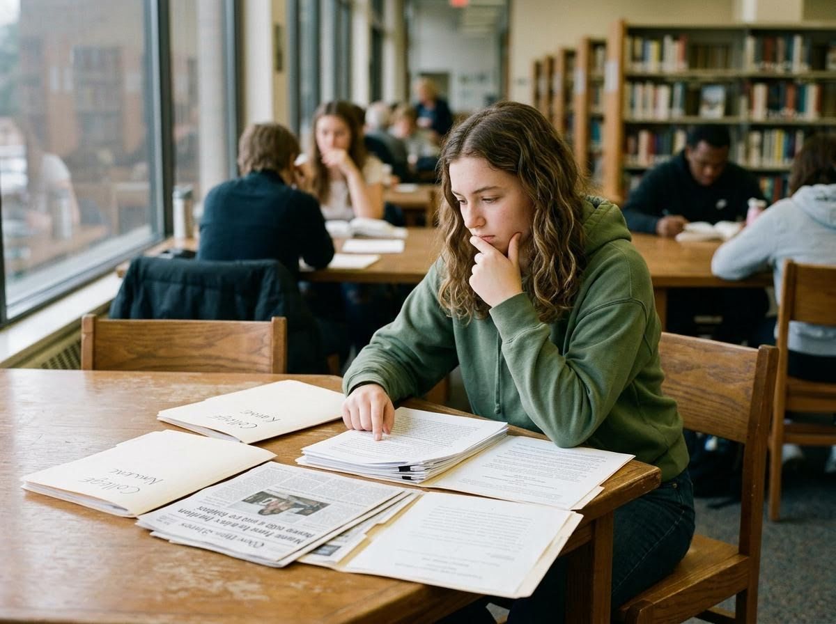 Student Studying in Library