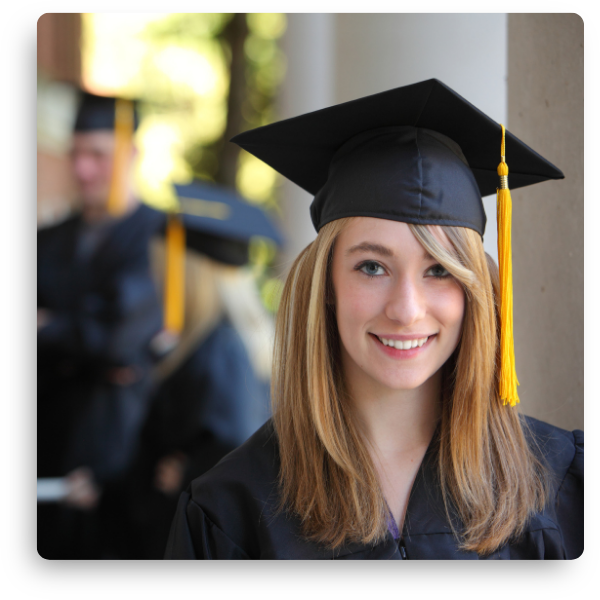 Woman in a graduation gown