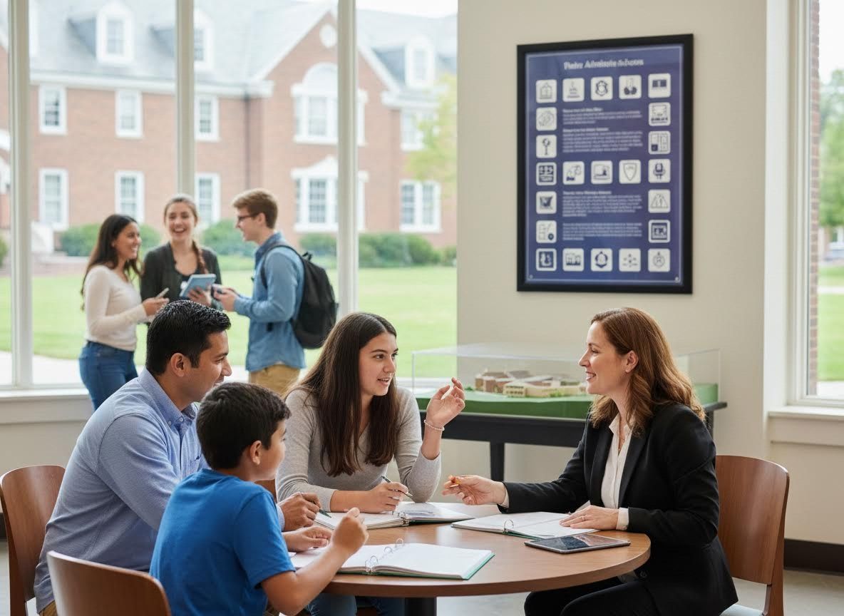 Family meeting with an admissions counselor at a college