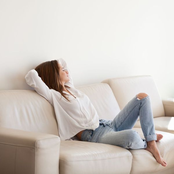 comfortable woman on couch