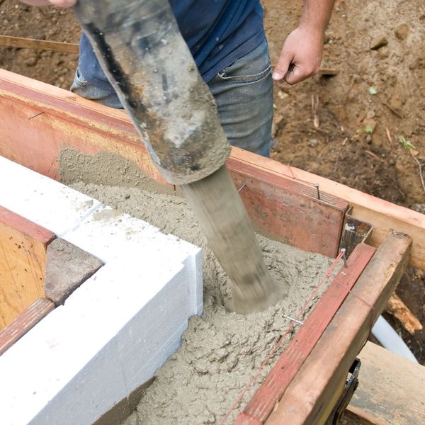 Pouring concrete in frame