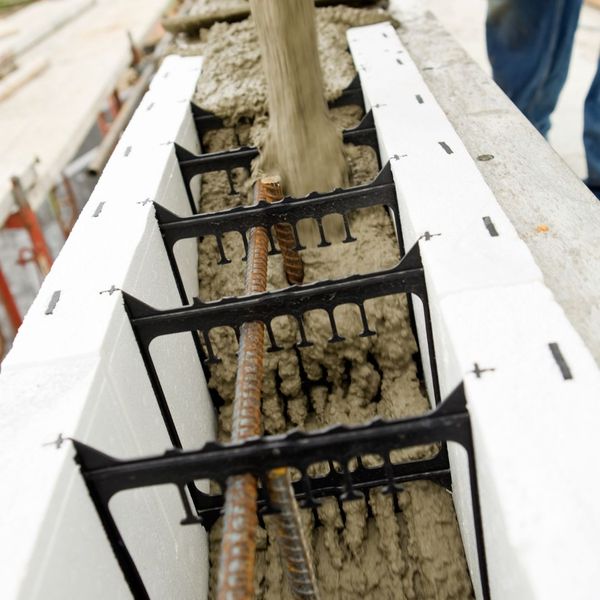 ICF form being filled with concrete