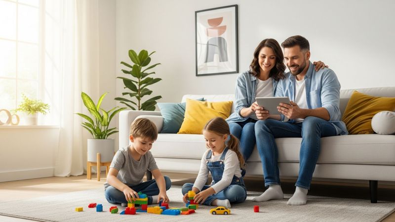 family in a living room 