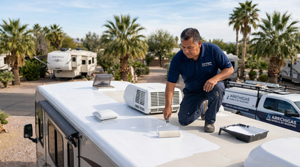 RV Roof Coating Application by Arechigas Mobile RV Roofing