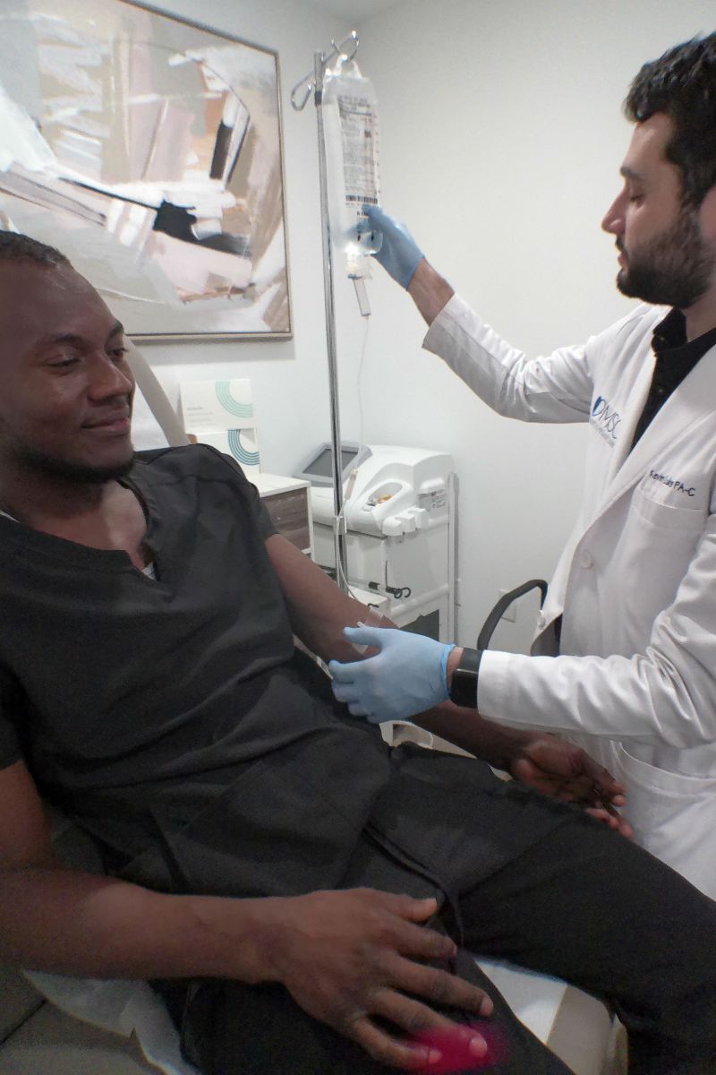 Patient receiving IV therapy in Delray Beach at Medical Solution Center