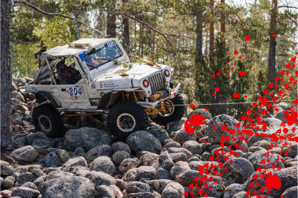 jeep with winch on rocks