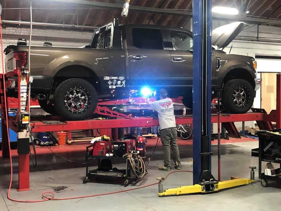 truck getting accessories installed
