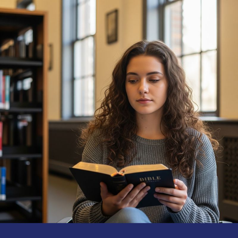student reading the bible