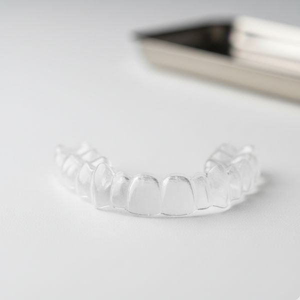 A close-up, high-quality image of a new, pristine Essix retainer resting on a clean surface, emphasizing its clear, custom-fit design and durable material.