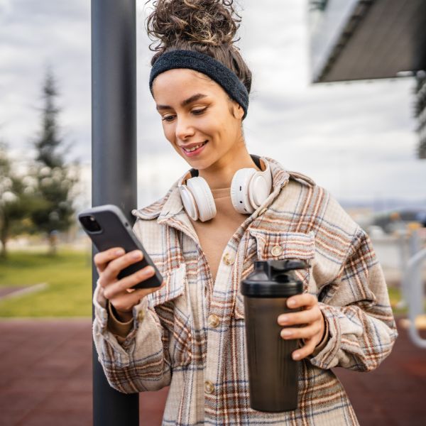 woman checking app