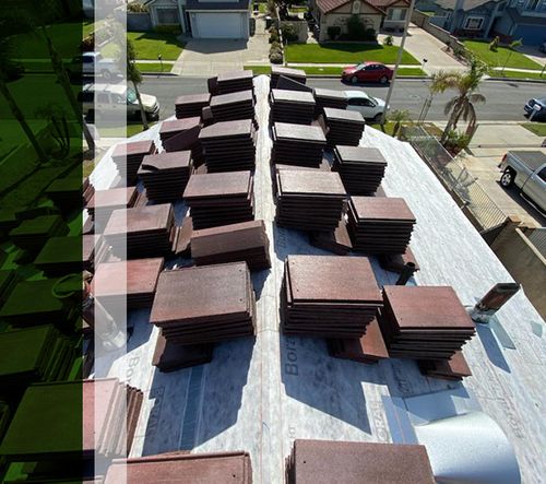 tile stack on a roof