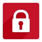 white padlock icon on red square