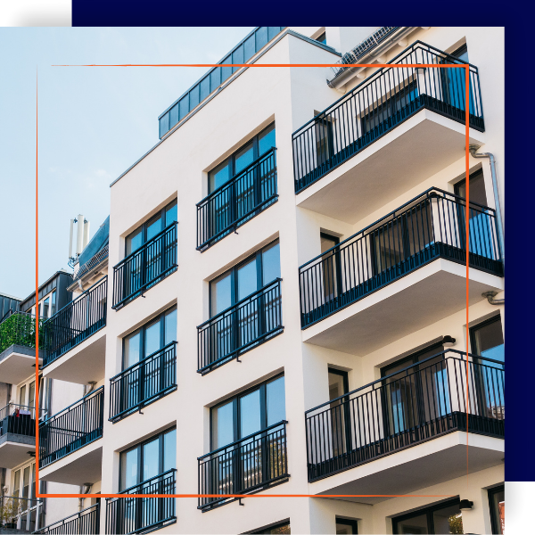 Exterior of an apartment complaex.