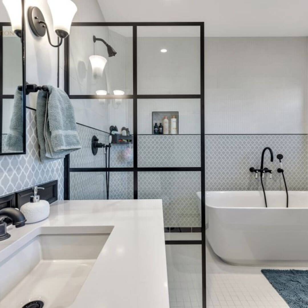 bathroom with freestanding tub