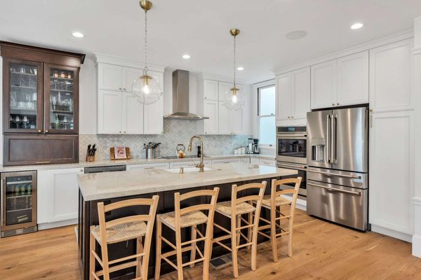 remodeled home with kitchen with an island