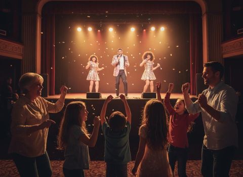 Family and friends enjoying a lively concert