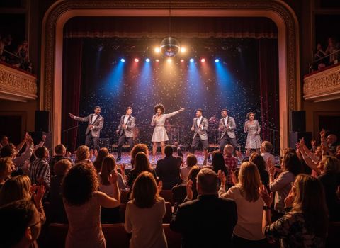 Live Musical Performance with Confetti and Enthusiastic Audience