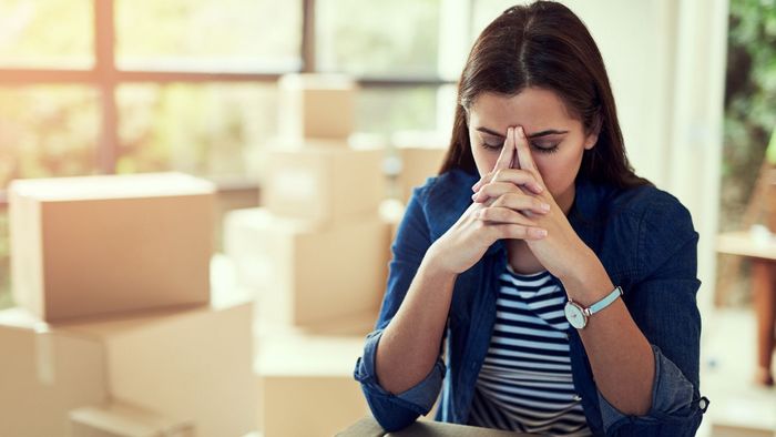 Woman stressed about moving