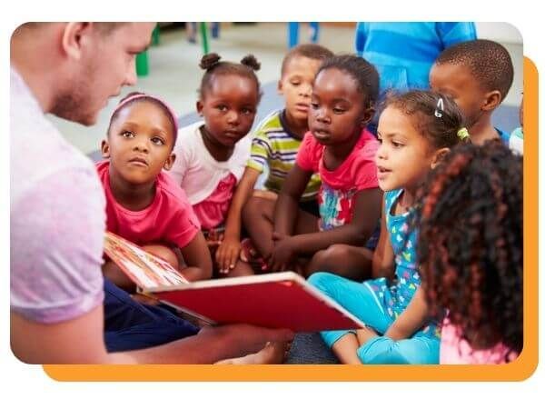 kids listening to story time