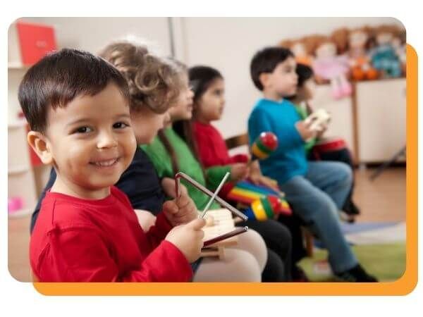 children playing music