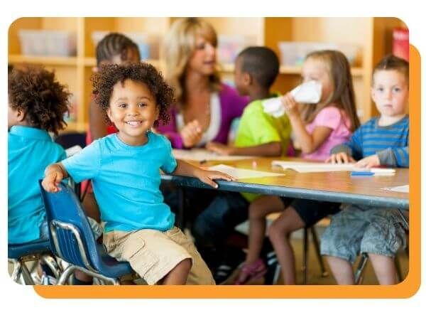 preschoolers at a table