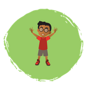 child holding his hands up in excitement