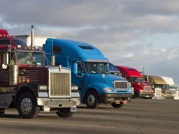 An image of trucks all lined up