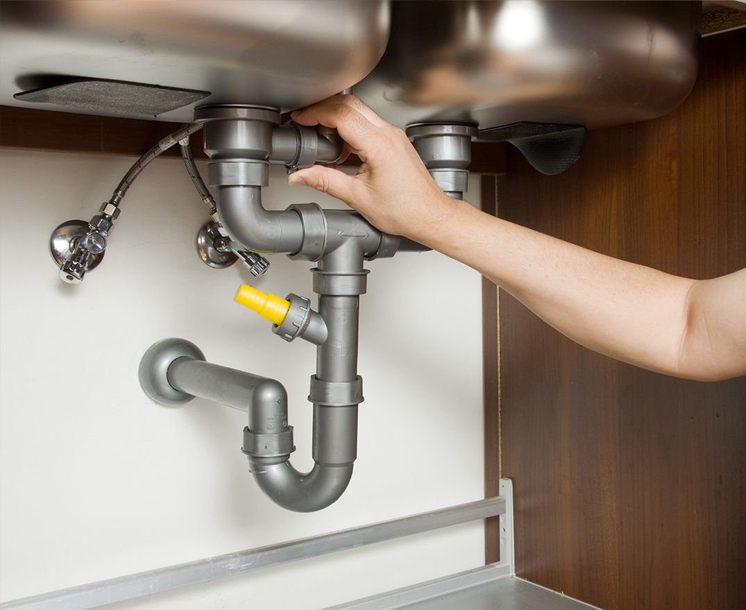 drain under a double sink