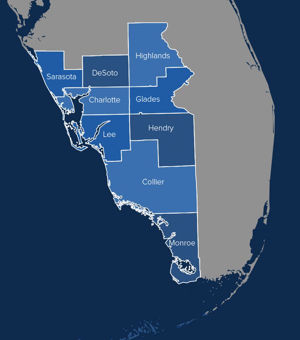 Service Areas - Sarasota, Lee, & Charlotte Counties - FloStop