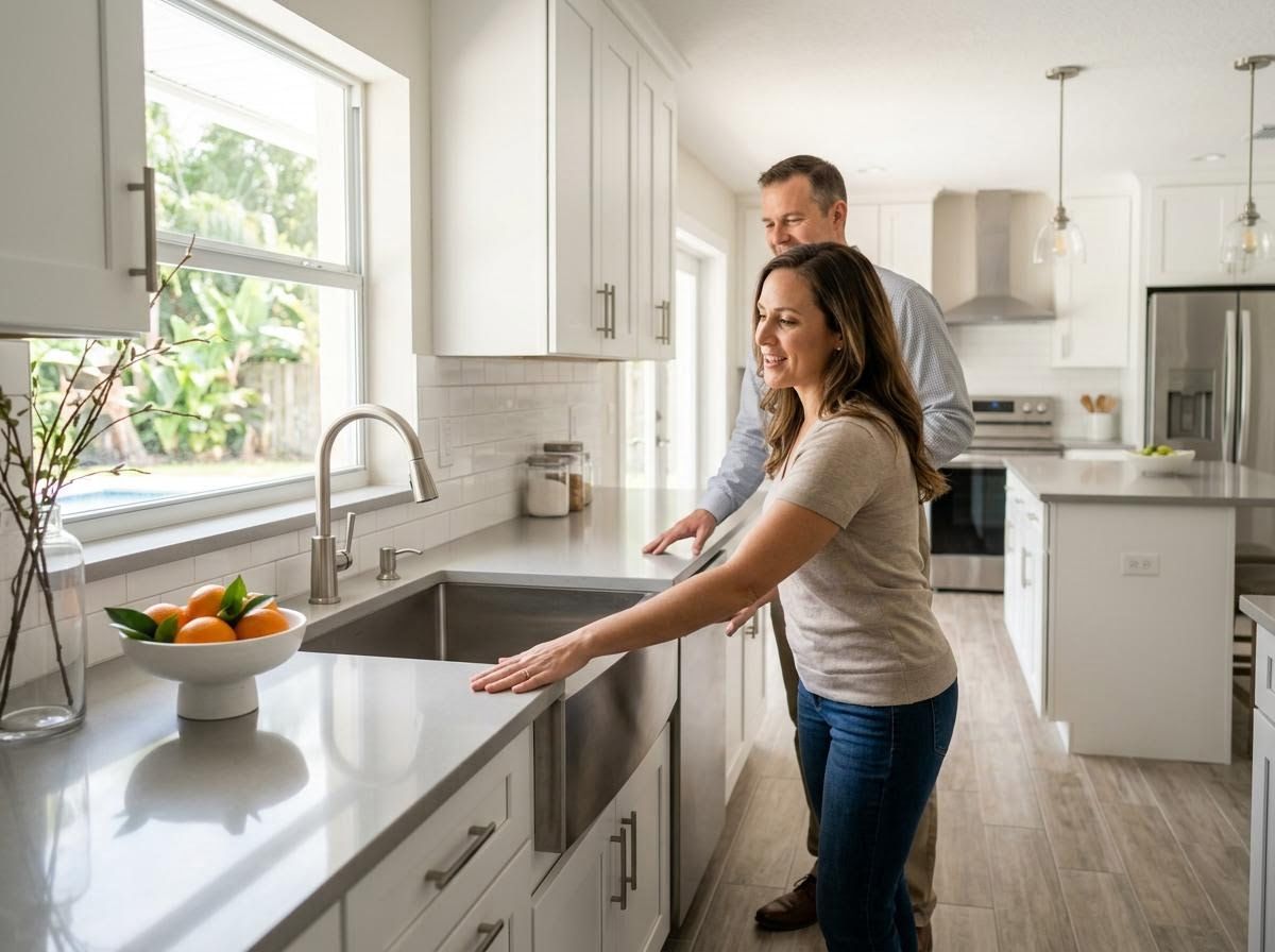 Couple in Modern White Kitchen