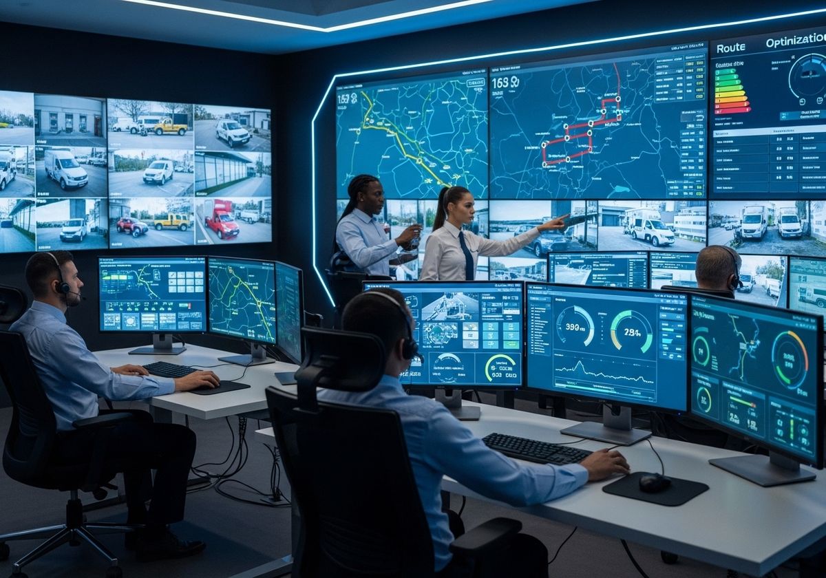 Modern Control Room with Monitoring Team