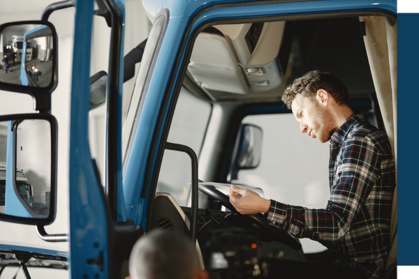 truck driver sitting in cab