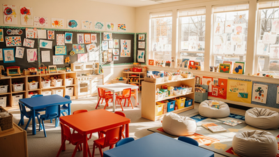 A bright and welcoming preschool classroom 