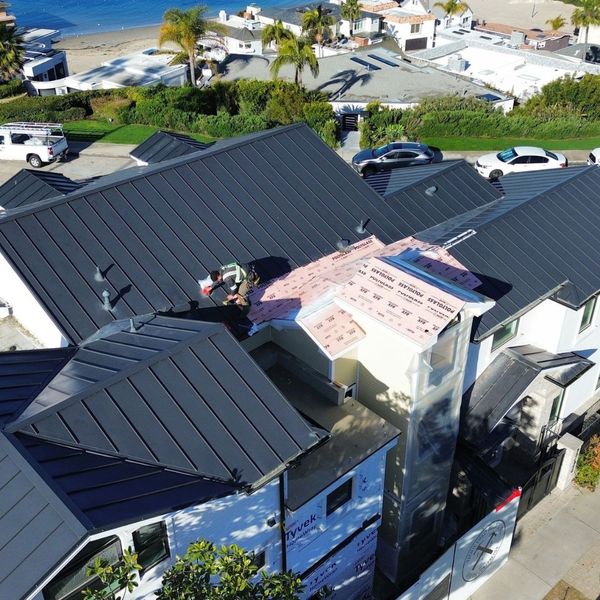top view of a black Standing Seam Metal roof 