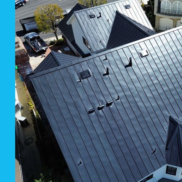 drone view of standing seam metal roof