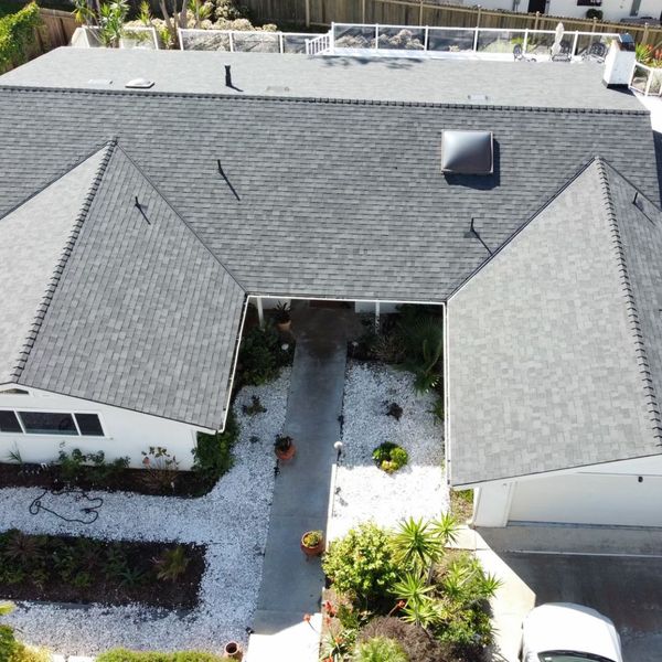 California residential roof from above