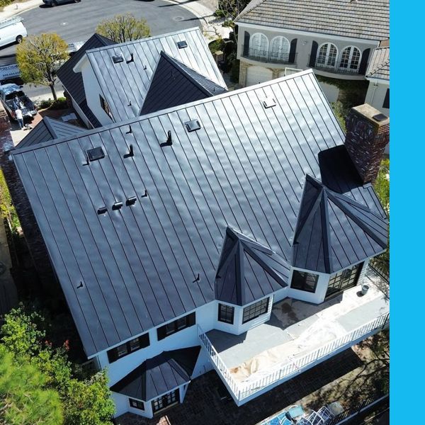 drone view of standing seam metal roof