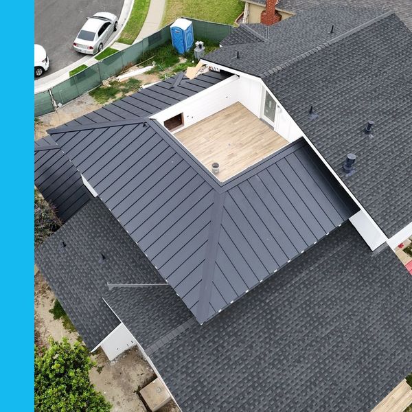 drone view of standing seam metal roof