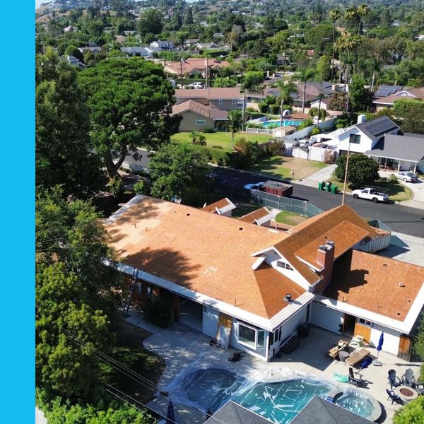 drone view of residential roof