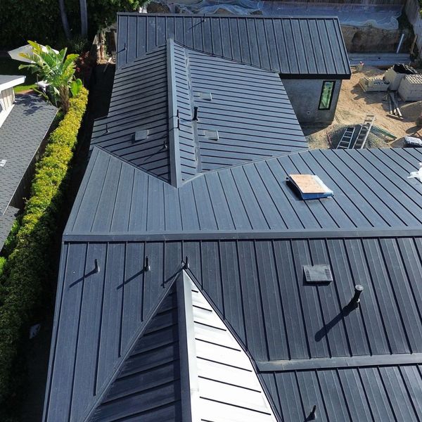top view of a black Standing Seam Metal roof