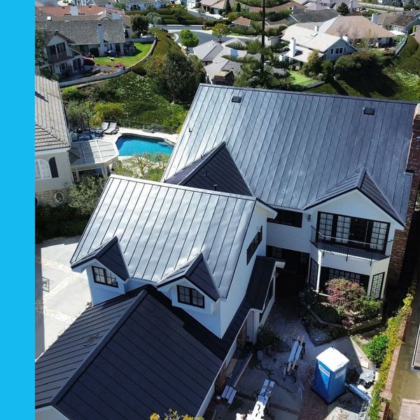 drone view of standing seam metal roof