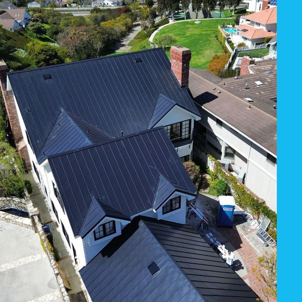 drone view of standing seam metal roof