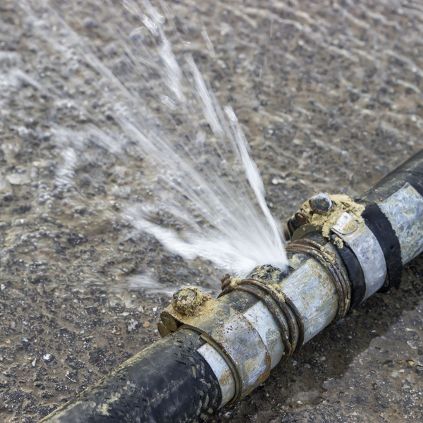 irrigation pipe with water coming out of pipe